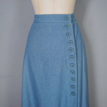 Load image into Gallery viewer, 60s ART DECO WALLIS SOFT BLUE SKIRT SUIT WITH LOTS OF BUTTONS - XS-S