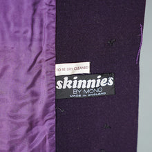 Load image into Gallery viewer, 60s HARRODS PURPLE PUFF SLEEVE MOD COAT WITH FLORAL APPLIQUE - XS