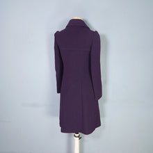Load image into Gallery viewer, 60s HARRODS PURPLE PUFF SLEEVE MOD COAT WITH FLORAL APPLIQUE - XS
