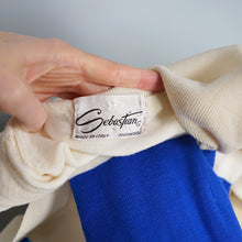 Load image into Gallery viewer, 60s ITALIAN PURE SOFT WOOL SAILOR KNIT WIGGLE DRESS IN BLUE AND CREAM - S-M