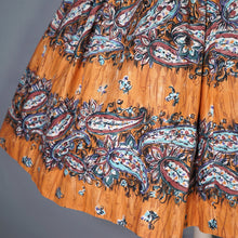 Load image into Gallery viewer, 50s SAMBO FASHIONS ORANGE FLORAL AND PAISLEY PATTERNED PAINTERLY DRESS - S