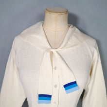 Load image into Gallery viewer, 60s ITALIAN PURE SOFT WOOL SAILOR KNIT WIGGLE DRESS IN BLUE AND CREAM - S-M