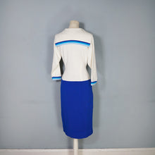 Load image into Gallery viewer, 60s ITALIAN PURE SOFT WOOL SAILOR KNIT WIGGLE DRESS IN BLUE AND CREAM - S-M