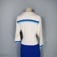 Load image into Gallery viewer, 60s ITALIAN PURE SOFT WOOL SAILOR KNIT WIGGLE DRESS IN BLUE AND CREAM - S-M