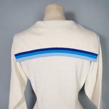 Load image into Gallery viewer, 60s ITALIAN PURE SOFT WOOL SAILOR KNIT WIGGLE DRESS IN BLUE AND CREAM - S-M
