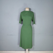 Load image into Gallery viewer, 60s SOFT GREEN WOOL FITTED DRESS WITH NECK BOW AND BACK BUTTONING - M