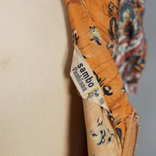 Load image into Gallery viewer, 50s SAMBO FASHIONS ORANGE FLORAL AND PAISLEY PATTERNED PAINTERLY DRESS - S