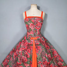 Load image into Gallery viewer, 50s COLE OF CALIFORNIA RED FULL SKIRTED SUN DRESS WITH SHIRRING - XS