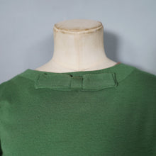 Load image into Gallery viewer, 60s SOFT GREEN WOOL FITTED DRESS WITH NECK BOW AND BACK BUTTONING - M
