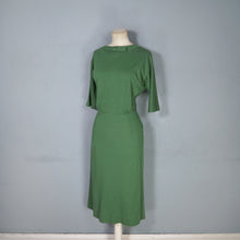 Load image into Gallery viewer, 60s SOFT GREEN WOOL FITTED DRESS WITH NECK BOW AND BACK BUTTONING - M