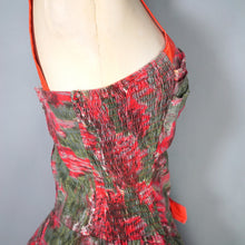 Load image into Gallery viewer, 50s COLE OF CALIFORNIA RED FULL SKIRTED SUN DRESS WITH SHIRRING - XS