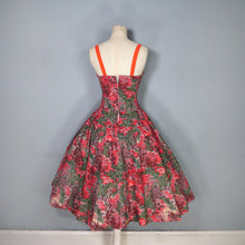Load image into Gallery viewer, 50s COLE OF CALIFORNIA RED FULL SKIRTED SUN DRESS WITH SHIRRING - XS