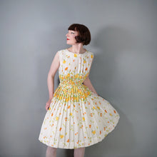 Load image into Gallery viewer, 60s R&amp;K ORIGINALS FULL SKIRTED CREAM AND YELLOW FLORAL DRESS - S