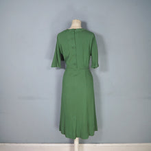 Load image into Gallery viewer, 60s SOFT GREEN WOOL FITTED DRESS WITH NECK BOW AND BACK BUTTONING - M