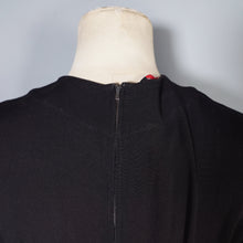 Load image into Gallery viewer, 40s BLACK RAYON CREPE STUDDED MESH CUT OUT COCKTAIL DRESS - S