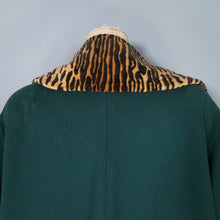 Load image into Gallery viewer, 50s 60s REBERE of MAYFAIR GREEN WOOL WITH FAUX LEOPARD OVER COAT - FREE SIZE