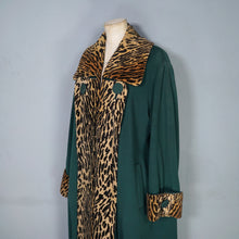 Load image into Gallery viewer, 50s 60s REBERE of MAYFAIR GREEN WOOL WITH FAUX LEOPARD OVER COAT - FREE SIZE