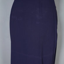 Load image into Gallery viewer, 40s NAVY BLUE RAYON CREPE DRESS WITH BEADED ORANGE POCKETS - XS