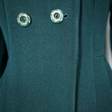 Load image into Gallery viewer, 40s GREEN WOOL DAGGER COLLAR DOUBLE BREASTED AUTUMN COAT - S