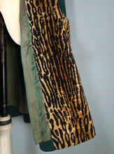 Load image into Gallery viewer, 50s 60s REBERE of MAYFAIR GREEN WOOL WITH FAUX LEOPARD OVER COAT - FREE SIZE