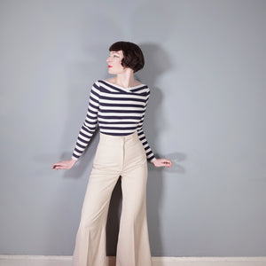 70s HIGH WAIST STONE / CREAM-BEIGE COLOURED TROUSERS - 26-27"