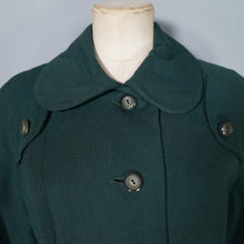 Load image into Gallery viewer, 60s does 40s DARK GREEN WOOL DOGEAR COLLAR AUTUMN COAT - S