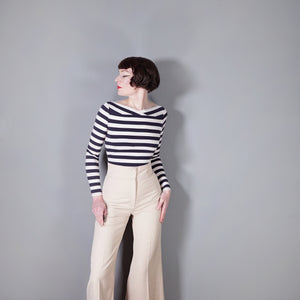 70s HIGH WAIST STONE / CREAM-BEIGE COLOURED TROUSERS - 26-27"