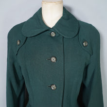 Load image into Gallery viewer, 60s does 40s DARK GREEN WOOL DOGEAR COLLAR AUTUMN COAT - S