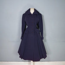 Load image into Gallery viewer, 50s VERNER VOGUE MIDNIGHT BLUE GROSGRAIN PRINCESS COAT - L