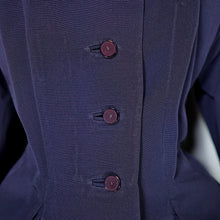 Load image into Gallery viewer, 50s VERNER VOGUE MIDNIGHT BLUE GROSGRAIN PRINCESS COAT - L