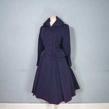 Load image into Gallery viewer, 50s VERNER VOGUE MIDNIGHT BLUE GROSGRAIN PRINCESS COAT - L