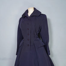 Load image into Gallery viewer, 50s VERNER VOGUE MIDNIGHT BLUE GROSGRAIN PRINCESS COAT - L
