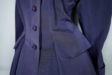 Load image into Gallery viewer, 50s VERNER VOGUE MIDNIGHT BLUE GROSGRAIN PRINCESS COAT - L