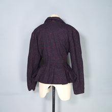 Load image into Gallery viewer, 70s does 50s VICTORIANA FLECKED TWEEDY RIDING STYLE PEPLUM JACKET - M