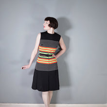 Load image into Gallery viewer, 70s LIZA PETA STRIPED FIT AND FLARE COLOURBLOCK DRESS - M
