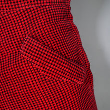 Load image into Gallery viewer, 40s 50s RED AND BLACK CHECK RUMONTE A-LINE CORDUROY SKIRT - 26-27&quot;