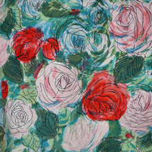 Load image into Gallery viewer, 50s REMBRANDT PAINTERLY FLORAL ROSE PRINT FIT AND FLARE DRESS - S-M