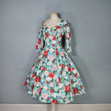 Load image into Gallery viewer, 50s REMBRANDT PAINTERLY FLORAL ROSE PRINT FIT AND FLARE DRESS - S-M
