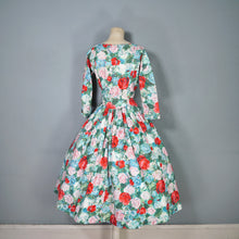 Load image into Gallery viewer, 50s REMBRANDT PAINTERLY FLORAL ROSE PRINT FIT AND FLARE DRESS - S-M