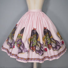 Load image into Gallery viewer, 50s PASTEL PINK JOHN WOLF NOVELTY BORDER PRINT FULL SKIRT -  25.5&quot;