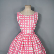Load image into Gallery viewer, 50s 60s CANDY PINK OP ART DOT PRINT COTTON DAY DRESS - S