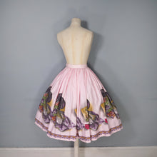 Load image into Gallery viewer, 50s PASTEL PINK JOHN WOLF NOVELTY BORDER PRINT FULL SKIRT -  25.5&quot;