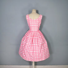 Load image into Gallery viewer, 50s 60s CANDY PINK OP ART DOT PRINT COTTON DAY DRESS - S