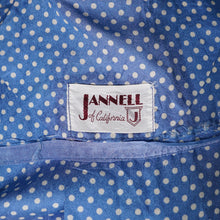 Load image into Gallery viewer, 60s JANELL OF CALIFORNIA LIGHT BLUE POLKA DOT FULL SKIRTED SHIRT DRESS - S