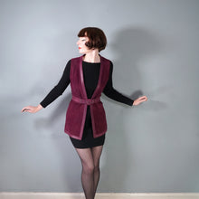 Load image into Gallery viewer, 60s DEEP PLUM PURPLE SUEDE AND LEATHER WAISTCOAT / OVER DRESS - S