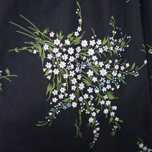 Load image into Gallery viewer, 50s BETTY LO BLACK FLORAL DRESS WITH FULL SKIRT AND SHELF BUST - M