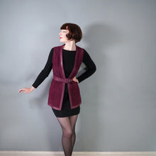 Load image into Gallery viewer, 60s DEEP PLUM PURPLE SUEDE AND LEATHER WAISTCOAT / OVER DRESS - S