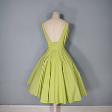 Load image into Gallery viewer, 50s CHARTREUSE / PASTEL GREEN BACKLESS FULL CIRCLE DRESS - S