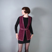 Load image into Gallery viewer, 60s DEEP PLUM PURPLE SUEDE AND LEATHER WAISTCOAT / OVER DRESS - S
