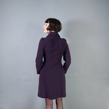 Load image into Gallery viewer, 60s HARRODS PURPLE PUFF SLEEVE MOD COAT WITH FLORAL APPLIQUE - XS